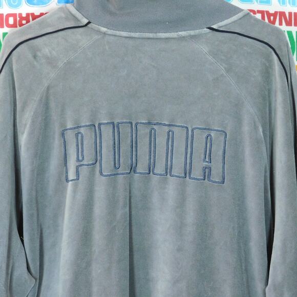 Vintage Puma Velour Track Jacket Size XL Gray Black Full Zip Y2K 2000s - Picture 8 of 8